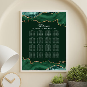Dark Green Gold Agate Bar Mitzvah Seating Chart