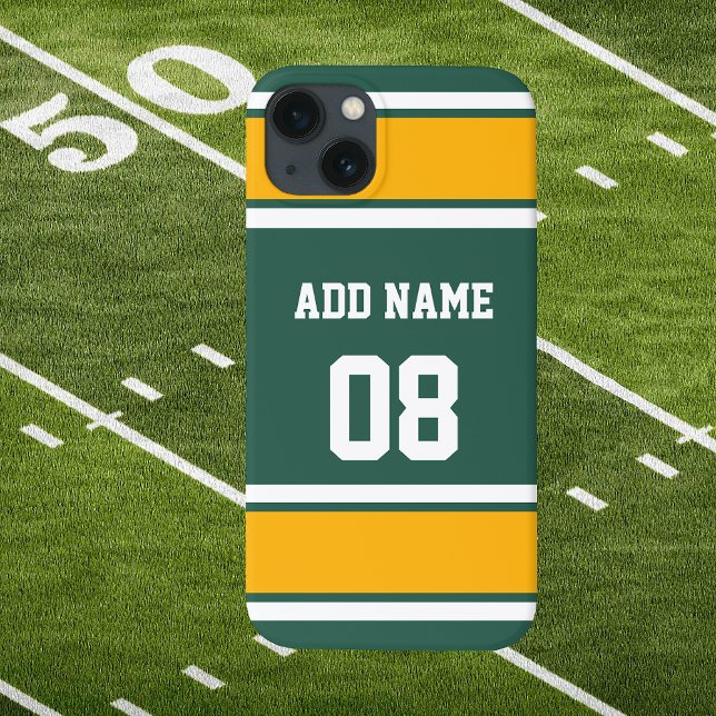 Dark Green Gold and White Sports Stripe  Case-Mate iPhone Case (Dark Green Gold and White Sports Stripe Phone Case)