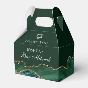Dark Green Gold Bar Mitzvah Personalized Party Favour Box