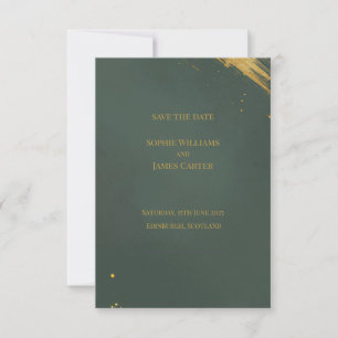 Dark Green Gold Brushstroke Luxury Wedding Save Th The Date