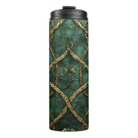 DARK GREEN & GOLD IRISH CELTIC KNOTS & SHAMROCKS