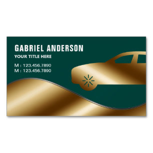 Dark Green Gold Luxury Car Hire Chauffeur Magnetic Business Card