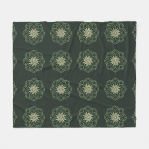 Dark Green & Gold Mandala, Elegant  Fleece Blanket