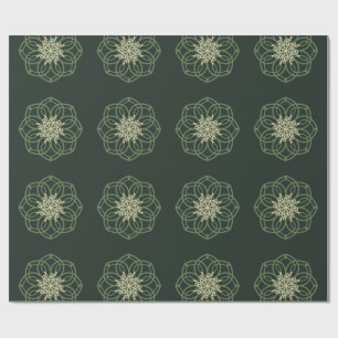 Dark Green & Gold Mandala Wrapping Paper, Elegant Paper