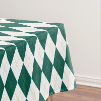 Dark Green | Gold | White Diamond Argyle Pattern