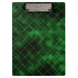 Dark Green Golden Rhombus Shapes St Patricks Day Clipboard