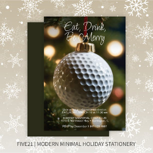 Dark Green Golf Season's Greetings Christmas Invitation