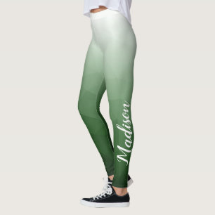 Dark green Gradient Geometry Mesh Pattern Name Leggings