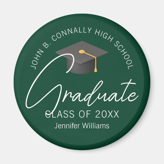 Dark Green Graduate Custom 2025 Graduation Magnet (Front)