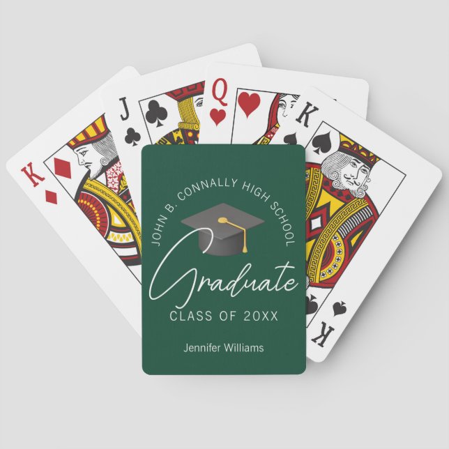 Dark Green Graduate Custom 2026 Graduation Playing Cards (Back)