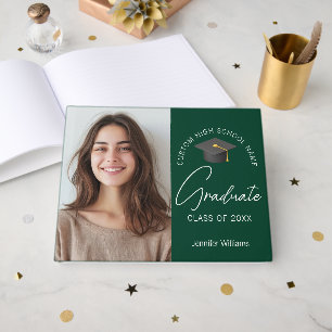 Dark Green Graduate Photo Custom Graduation Party Guest Book