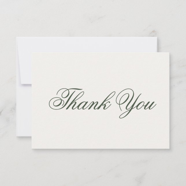Dark Green Greenery Wedding Thank You Card (Front)