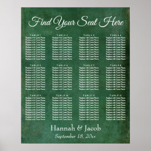 Dark Green Grunge Reception Seating Chart