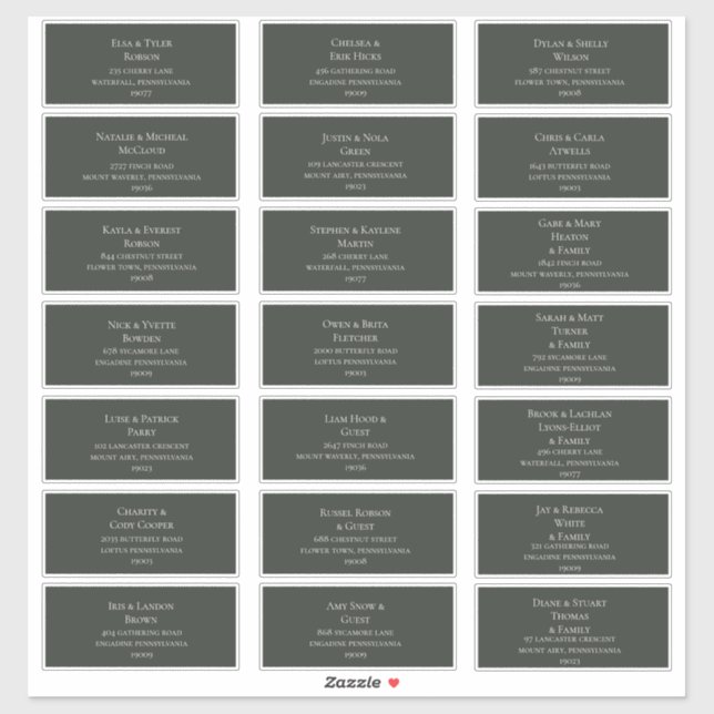 Dark Green Guest Address Labels (Sheet)