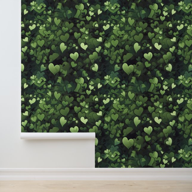 Dark Green Heart Pattern Wallpaper (Application)