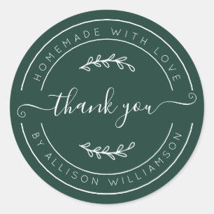 Dark Green Homemade Thank You Label