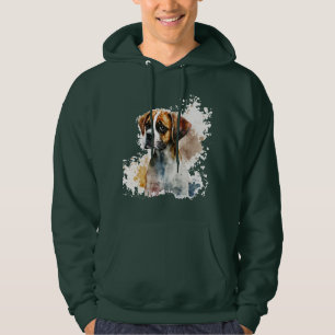 Dark green hoodie with cute dog design casual wear