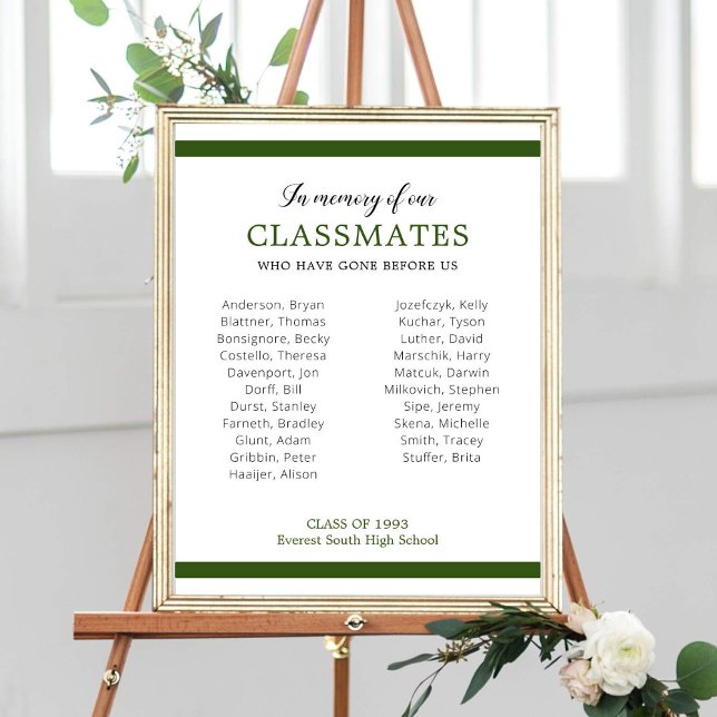 Dark Green In Memory Of Our Classmates Memorial Poster (Creator Uploaded)