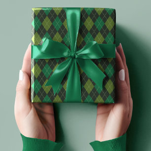 Dark Green Irish Small Argyle St Patrick's Day Wrapping Paper