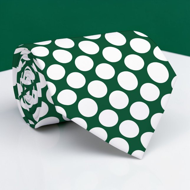 Dark Green Jumbo Polka Dots Custom Necktie (Creator Uploaded)