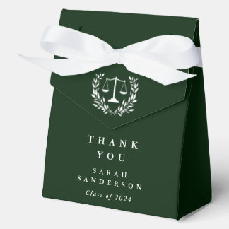 Dark Green Law Scales+Laurel Wreath Graduation Favour Box
