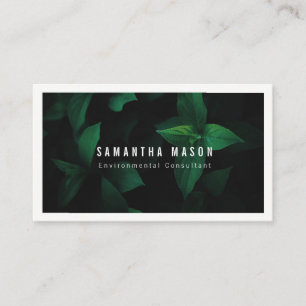 Dark Green Leaf Background Business Card