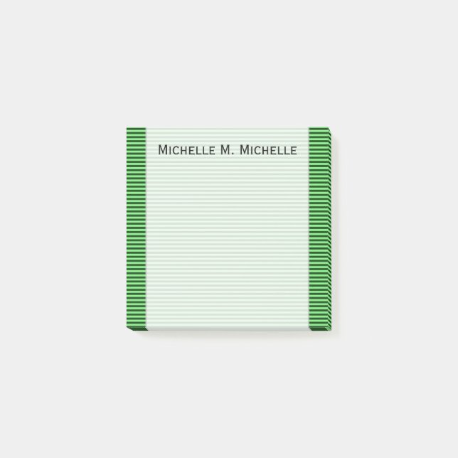 Dark Green & Light Green Stripes/Lines Pattern Post-it Notes (Front)