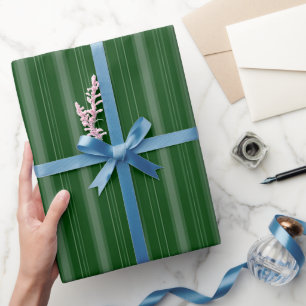 Dark Green & Light Green Thick and Thin Stripes Wrapping Paper