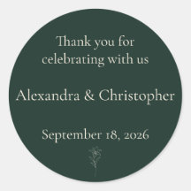 Dark Green Lily Personalised Wedding Thank You Cl
