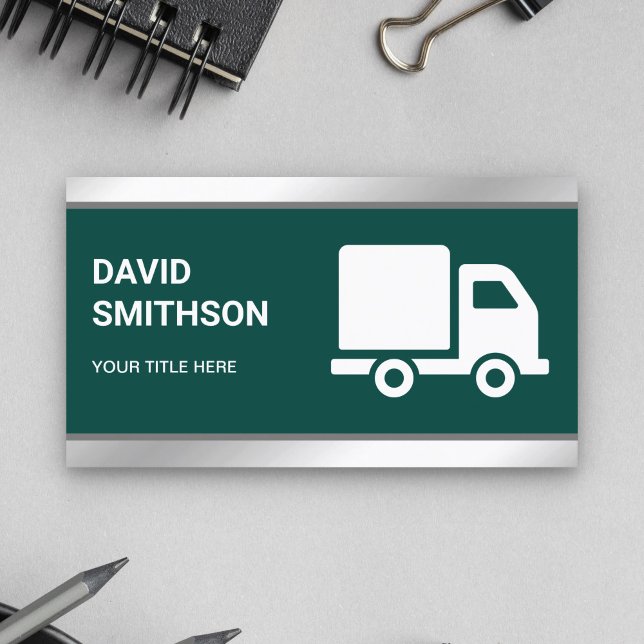 Dark Green Logistics Transportation Cargo Truck Business Card (Creator Uploaded)