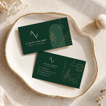 Dark Green Luxury Interior Designer Business Card