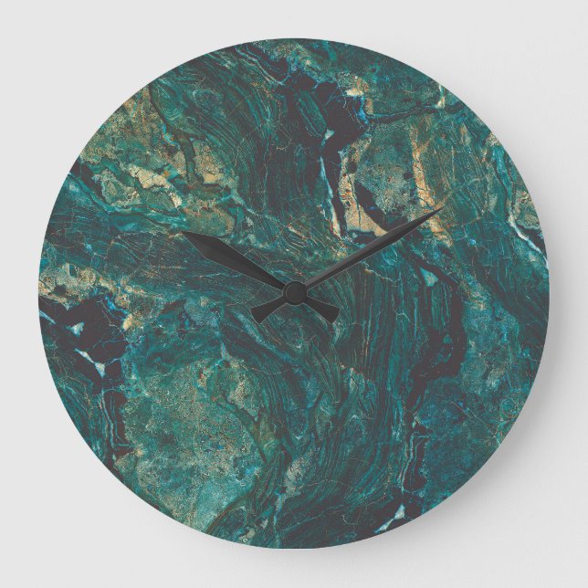 Dark green marble: luxurious texture. large clock (Front)