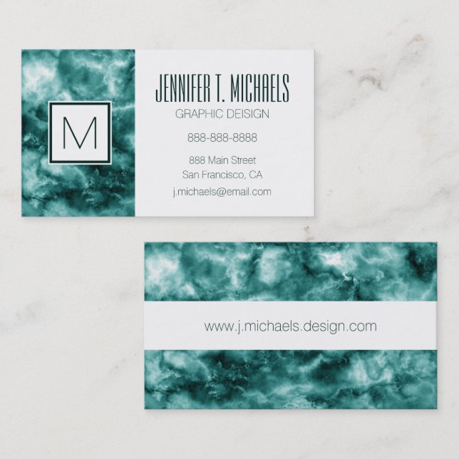 Dark Green Marble Texture Business Card (Front/Back)