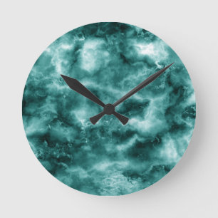 Dark Green Marble Texture Round Clock