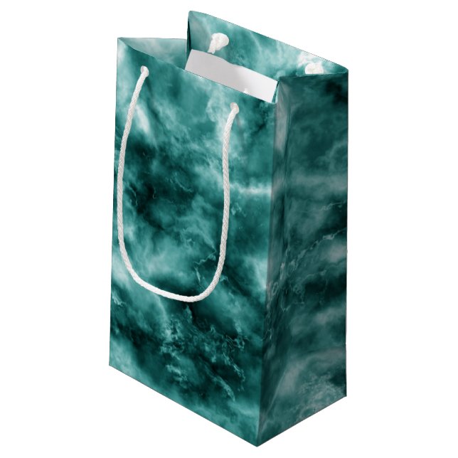 Dark Green Marble Texture Small Gift Bag (Back Angled)