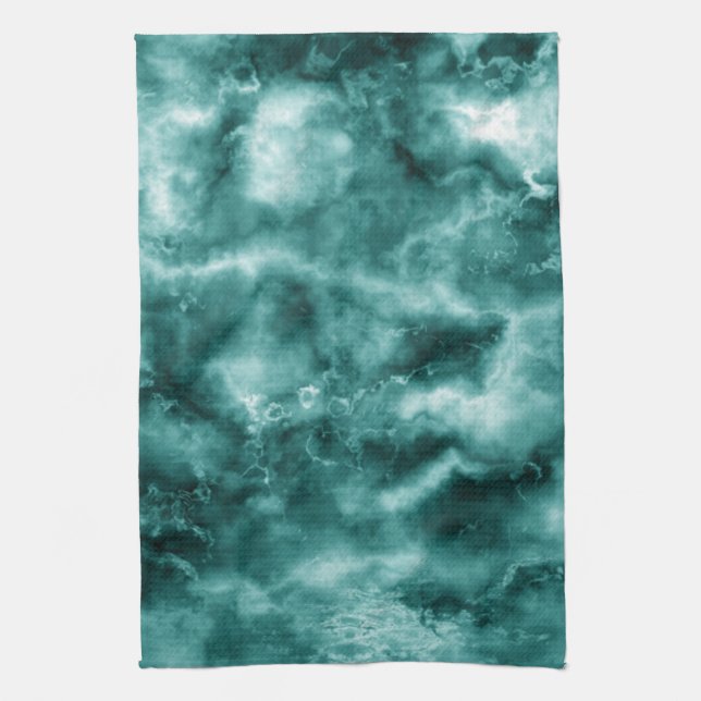 Dark Green Marble Texture Tea Towel (Vertical)