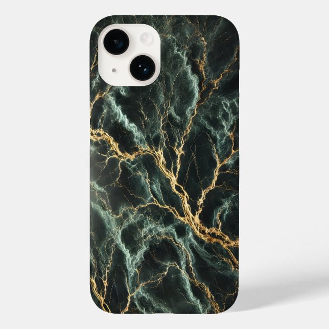 Dark Green Marble with Gold Veins  Case-Mate iPhone Case (Back)