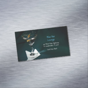  Dark Green Martini Bar & Lounge Magnetic Business Card