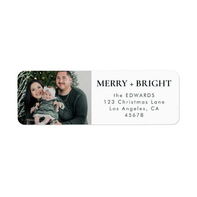 Dark Green Merry and Bright Family Photo Address (Front)