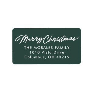Dark green Merry Christmas simple return address Label