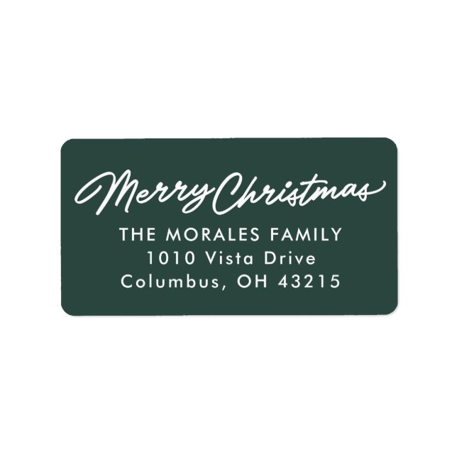 Dark green Merry Christmas simple return address Label (Front)