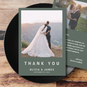 Dark Green   Minimalist Modern Wedding Thank You Card