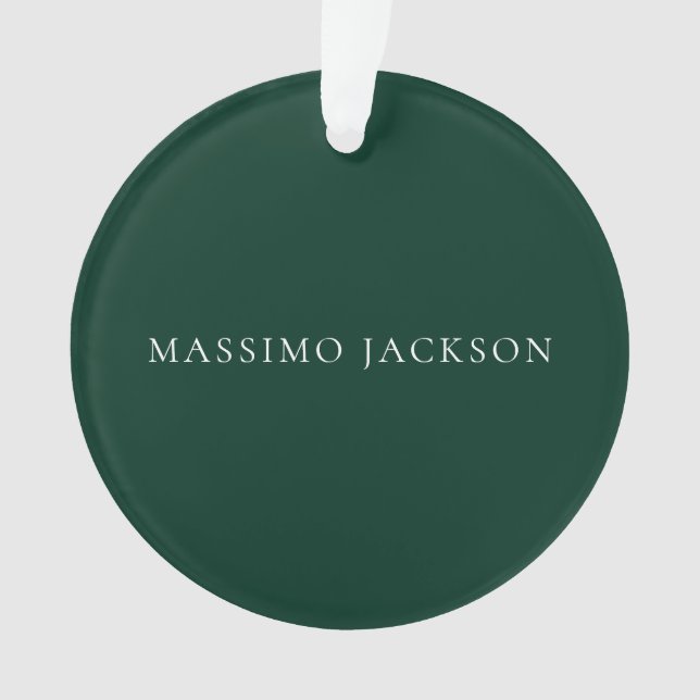 Dark Green Minimalist Plain Modern Aesthetic Look Ornament (Front)