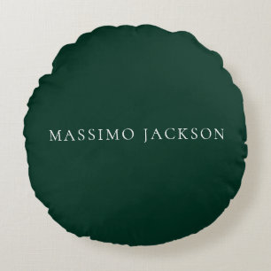 Dark Green Minimalist Plain Modern Aesthetic Look Round Cushion