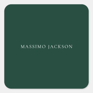 Dark Green Minimalist Plain Modern Aesthetic Look Square Sticker