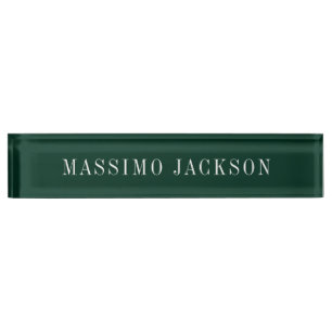 Dark Green Minimalist Plain Modern  Nameplate