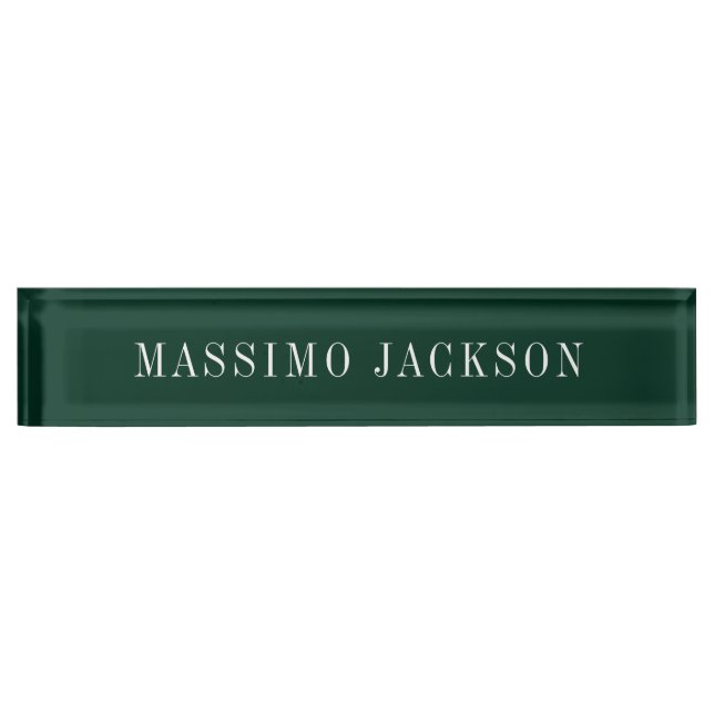 Dark Green Minimalist Plain Modern  Nameplate (Front)