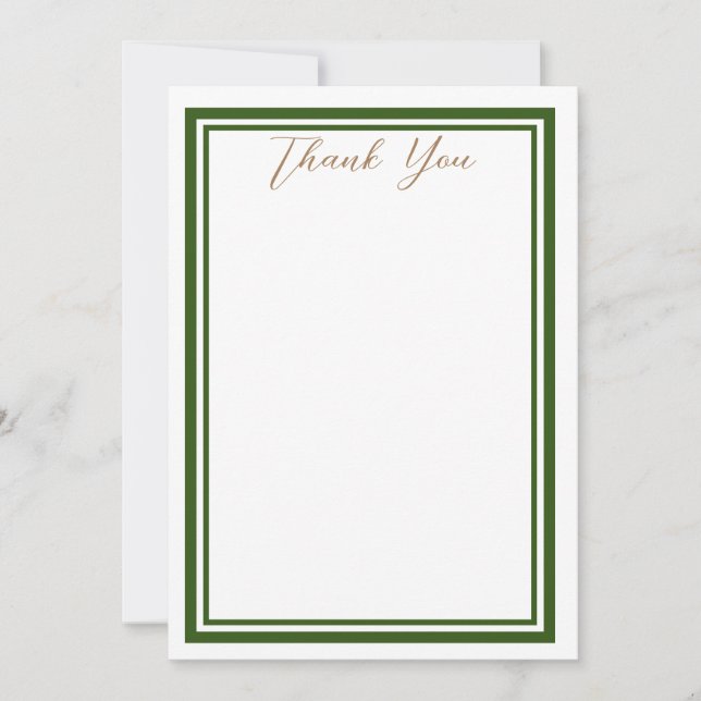 Dark Green Minimalist Thank you Cards (Front)