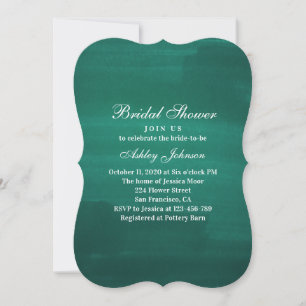 Dark green modern bridal shower. Simple emerald Invitation