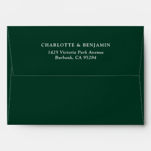Dark Green Modern Custom Wedding 5.25x7.25 Envelope
